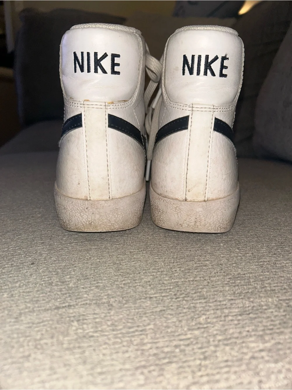 Nike Kids White High-Top Sneakers with Black Accents